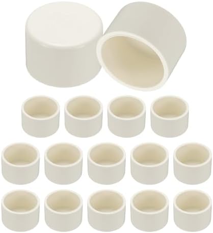 PATIKIL PVC Pipe End Caps, 16 Pack 1.3" Diameter Pipe Cover Cap Plug Adapter Socket Fittings for Build DIY Furniture Garden Shelf Water Line, White