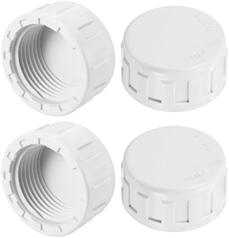 M METERXITY 4-Pack PVC Pipe End Cap Plug Adapter 1 in, Female Thread | White, Water End Cap Connector, Inner Teeth Pipe Plugs, for Outside Lawn, Yard/Watering Irrigation Systems