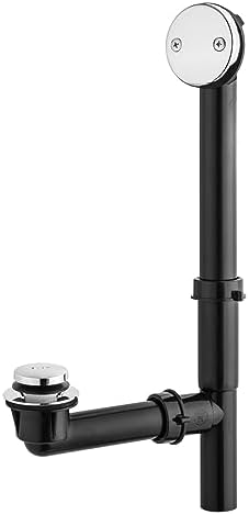 Artiwell 1-1/2" Black Tubular Bath Drain Kit with Tip-Toe Bath Drain Stopper, Touch-Toe Tub Drain, Tip Toe Bathtub Drain Waste and Overflow with Plug and Bathtub Overflow Drain Cover, Chrome Plated
