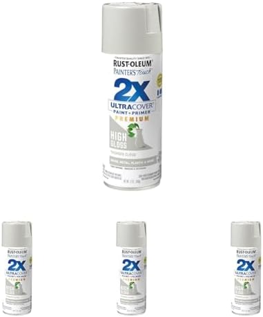 Rust-Oleum 355060 Painter's Touch 2X Ultra Cover Spray Paint, 12 oz, High Gloss Thunder Cloud (Pack of 4)