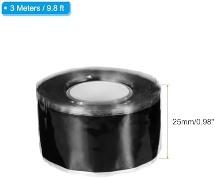 PATIKIL Self-Fusing Silicone Tape 1" x 10', Waterproof Hose Repair Tape Soft Strip for Plumbing Stop Leak Seal Tape Water Pipe, Black