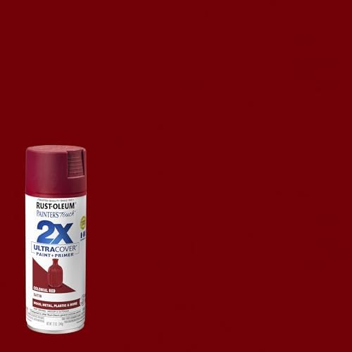 Rust-Oleum 334063 Painter's Touch 2X Ultra Cover Spray Paint, 12 oz, Satin Colonial Red (Pack of 4)