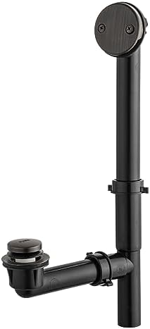 Artiwell 1-1/2" Black Tubular Bath Drain Kit with Tip-Toe Bath Drain Stopper, Touch-Toe Tub Drain, Tip Toe Bathtub Drain Waste and Overflow With Plug and Bathtub Overflow Drain Cover,Oil Rubbed Bronze