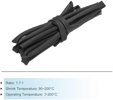 MECCANIXITY Silicone Heat Shrink Tubing 1.7:1 Ratio 0.2"(5mm) ID x 0.24"(6mm) OD 9.8ft Silicone Rubber Hose Insulation Sleeve for Automotive Wiring Marine, Black