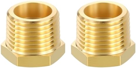METALLIXITY 2PCS 1/2" MNPT x 1/8" FNPT Thread Brass Hex Bushing Extension | Brass Pipe Fittings, Tube Adapters Convert for Water Line, Tub Spout/Shower Head