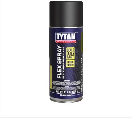 TYTAN Professional Flex Spray 11.3 oz Waterproof Rubberized Sealant Coating, Black – Flexible Leak Repair Spray for Roofs, Gutters, RVs, Pipes, Foundations & Cracks