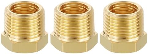 METALLIXITY 3PCS 3/8" MNPT to 1/4" FNPT Thread Brass Hex Bushing Extension | Brass Pipe Fittings, Tube Adapters Convert for Water Line, Tub Spout/Shower Head