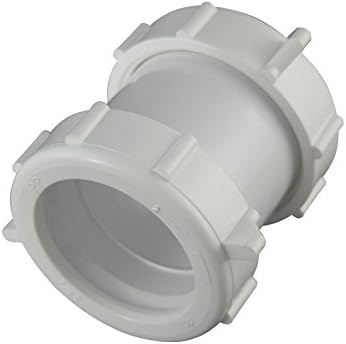 Plumb Pak 1-1/2 in. Inlet x 1-1/2 in. Outlet White Polypropylene Straight Repair Coupling with Reducer Washer