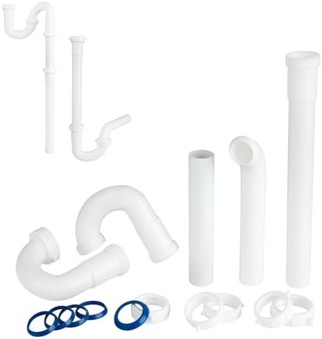 Bathroom Sink Drain Kit,for Most 1-1/4” Bathroom & Kitchen Sink Drain Repair,1-1/4” P Trap or S Trap Sink Plumbing Kit,Sink Pipe Replacement Parts