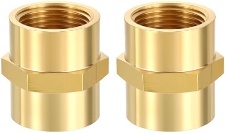 METALLIXITY 2PCS 3/4" FeMale NPT x 3/4" FeMale NPT Thread Brass Coupling | Brass Pipe Fittings, Coupler Hex Head Adapter for Water Line, Tub Spout/Shower Head