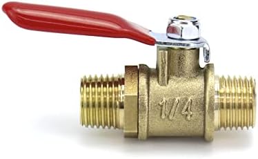 QWORK Ball Valve, 3 Pcs 1/4" Heavy Duty Brass Ball Valve Shut Off Switch, 1/4" Male x Male NPT Thread Pipe Fitting Air Compressor Shut Off Valve