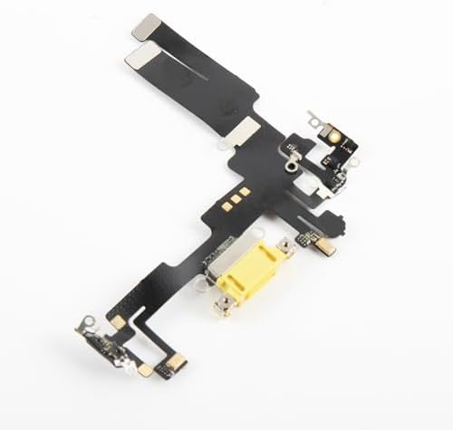 for iPhone 14 Lightning Charging Port Replacement (Yellow) USB Dock Connector Flex Cable Assembly Includes Waterproof Tape & Tool Kit for A2882, A2649, A2881, A2884, A2883