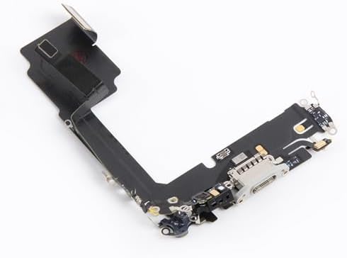 OEM for iPhone 15 Pro Lightning Charging Port Replacement (White Titanium) Original USB Dock Connector Flex Cable Assembly with Waterproof Tape Tool Kit for A2848, A3101, A3102, A3104