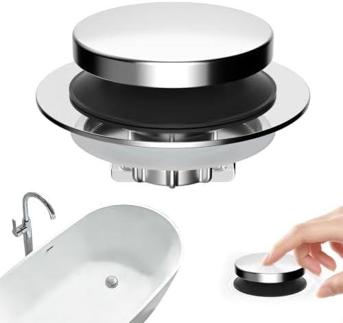 Hibbent 3 in 1 Metal Bathtub Drain Stopper, Universal Pop Up Tub Stopper