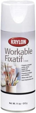 Krylon Workable Fixative Spray, Clear, Gloss, Solvent, 11 oz K01306-1 Each