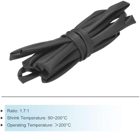 MECCANIXITY Silicone Heat Shrink Tubing 1.7:1 Ratio 9/32"(7mm) ID x 5/16"(8mm) OD 9.8ft Silicone Rubber Hose Insulation Sleeve for Automotive Wiring Marine, Black