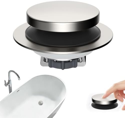 Hibbent 3 in 1 Metal Bathtub Drain Stopper, Universal Pop Up Tub Stopper