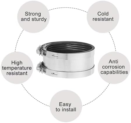 uxcell Flexible Pipe Coupling, 108mm Pipe Connector with Stainless Steel Hose Clamps Stainless Steel Pipe Repair Clamp for Plastic and Metal Pipes