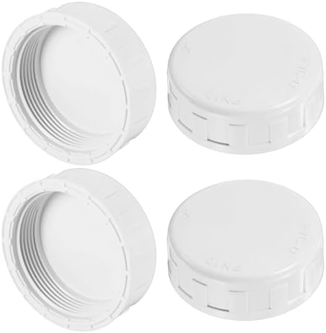 M METERXITY 4-Pack PVC Pipe End Cap Plug Adapter 2 inch, White | Female Thread Water End Cap Connector, with Sealing Tape, for Yard, Watering Irrigation Systems
