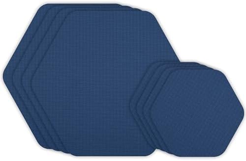 GEAR AID Tenacious Tape Hex Repair Patches, 2.5" & 1.5", Blue, 8 Count | Pre-Cut Peel-and-Stick Repair Patches for Fixing Holes, Tears and Burns in Jackets, Tents, Sleeping Bags and Gear