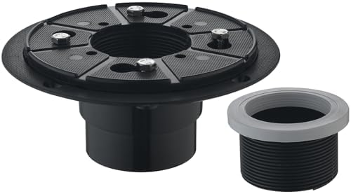 PVC Shower Drain Base Kit Include 2-inch PVC Shower Drain Base Flange, Threaded Adjustable Adaptor and Rubber Coupler Gasket for Square&Linear Draind Installation