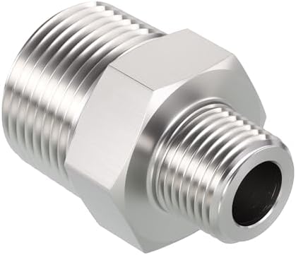 1" Male NPT to 1/2" Male NPT SUS304 Hex Nipple | Solid Male Pipe Adapter Hose Connectors for Pipe Repair, Bathroom Remodel, Tool Extensions, Compression, Irrigation