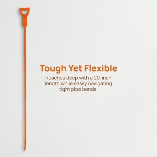20 Inch Drain Snake Hair Clog Remover Orange Plastic 4 Pack
