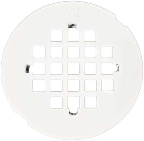 Westbrass D206P-2-50 2" No-Caulk PVC Compression Shower Drain with 4-1/4" Round Grid Cover, Powder Coat White (2-Pack)