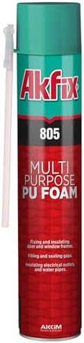 Akfix 805 Gap Filler Expanding Foam Sealant (1x25.3 Oz)- Gaps and Cracks Spray Insulation Can, Polyurethane Expanding Waterproof Sealant with Straw, for Window and Door | 25.3 Oz. 1 Pack