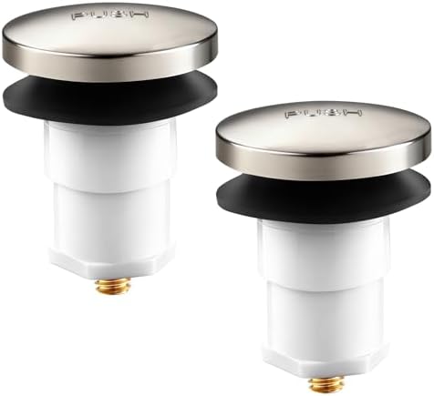 2 Pack 5/16'' Thread Studs Bathtub Drain Stopper, Bathroom Tub Drain Stopper 5/16'' Thread for Most Bathtubs Stopper (Brushed Nickel Cover)