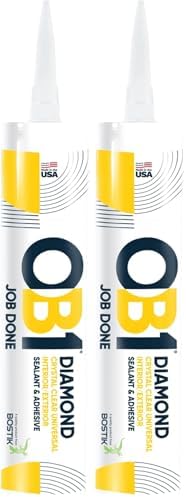 OB1 Universal Caulk Sealant & Adhesive Diamond Crystal Clear 10.1oz | Professional Grade All-in-One Advanced Hybrid | Water Resistant Internal & External | Shrink Crack & UV Resistant | 1 Cartridge