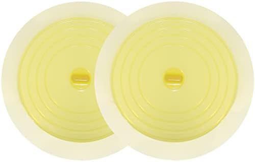 V-TOP Bathtub Drain Plug 2 Pack, 6 inches Large Silicone Tub Stopper Hair Stopper Flat Suction Cover for Kitchen Bathroom and Laundry (Yellow Transparent)