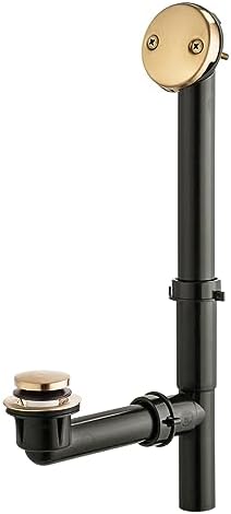 Artiwell 1-1/2'' Black Tubular Bath Drain Kit with Tip-Toe Bath Drain Stopper & Overflow Plug, Champagne Bronze