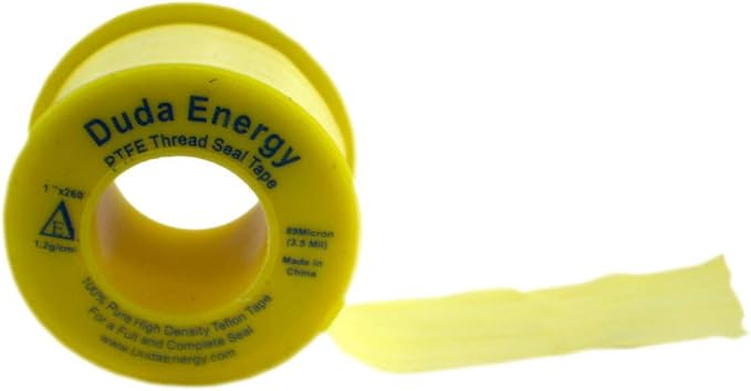 Duda Energy 250 Rolls of 1" x 260" Yellow Teflon Thread Seal Tape 1.2g/cm³, 89 Micron / 3.5 Mil, Pipe Sealant
