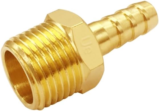 Uenede Brass 3/8" NPT Male to 3/16" Hose Barbed Fittings, 6PCS | Barb Pipe Fittings Air Line Repair Connectors for Water Oil Gas