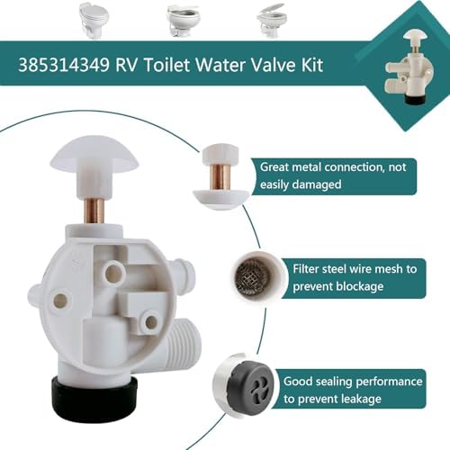 2 Pack 385314349 RV Toilet Water Valve Kit for Dometic Pedal Flush Toilets