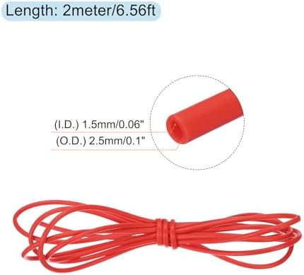 MECCANIXITY Silicone Heat Shrink Tubing 1.7:1 Ratio 1/16"（1.5mm) ID x 3/32"（2.5mm) OD 6.56ft(2m) Silicone Rubber Hose Insulation Sleeve for Automotive Wiring Marine, Red