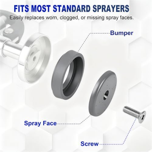 2 Pack Pre-Rinse Spray Valve Repair Kit for Most 1.42 GPM Commercial Sink Faucet Dish Sprayer Touch On Kitchen Sink Faucets Spray Face Bumper and Screw Repair Part, Gray