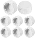 M METERXITY 8-Pack PVC Pipe End Cap Plug Adapter 1 in, Female Thread | White, Water End Cap Connector, Inner Teeth Pipe Plugs, for Outside Lawn, Yard/Watering Irrigation Systems
