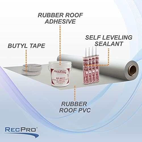 RecPro 25' RV Rubber Roof Kit | Light Gray | Made in USA