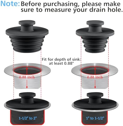 Aluvor Bathtub Stopper Drain Plug Bathroom Tub Plug Sink Stopper 2pcs