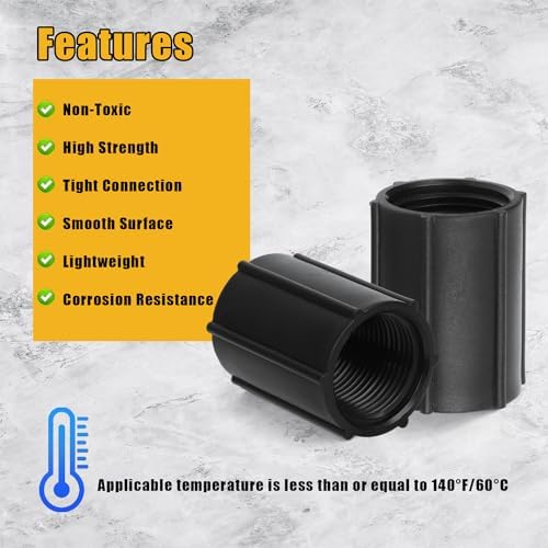 PEUTIER 12pcs 3/4 Inch Double Female Hose Connector, Female Threaded PVC Coupling with Sealing Tape Sprinkler Pipe Adapter Fitting for Garden Drip Irrigation Systems Work