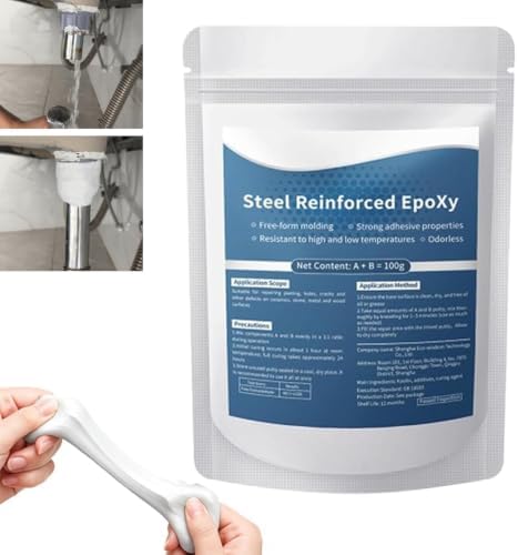 Steel Reinforced Epoxy Putty, 2026 New Waterproof Heat-Resistant Epoxy Putty Repair Kit, All Purpose Filler Putty AB Epoxy Clay for Metal Wood Tile Ceramics for Bonding Repairing Sculpting，1PCS