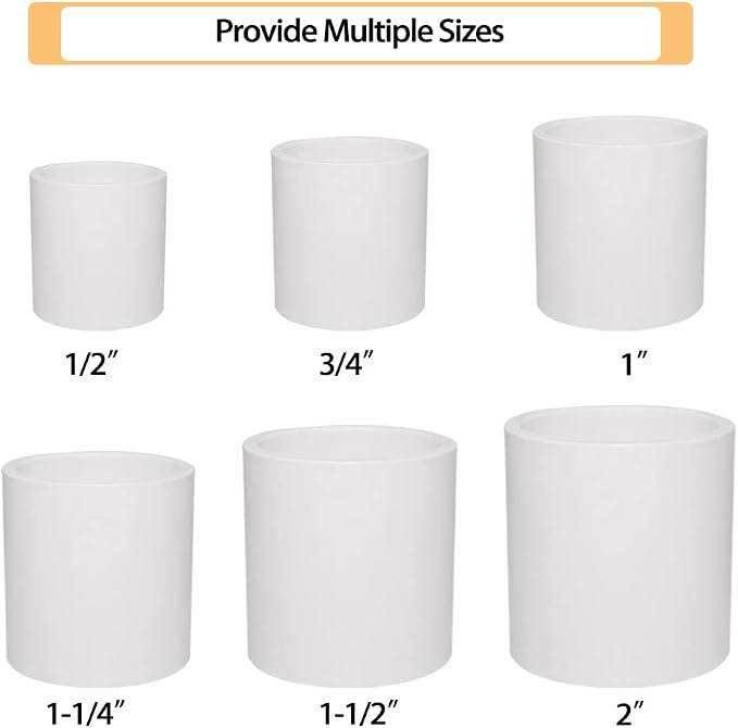 10PCS 1" PVC Pipe Coupling Slip (Socket x Socket) SCH40 White | Connector Adapter Pipe Fitting