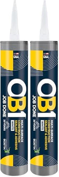 OB1 Universal Caulk Sealant & Adhesive White 10.1oz | Professional Grade Premium All-in-One Advanced Hybrid 2-in1 | Water Resistant Internal & External | Shrink Crack UV & Fade Resistant | 1 Cartridge