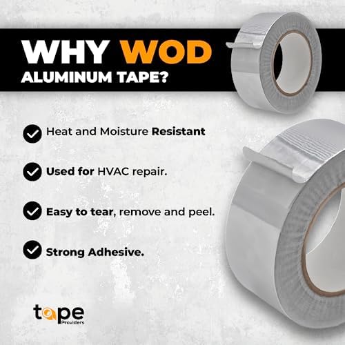 WOD Aluminum Foil Tape - 4 inch x 50 yds. Heat Shield Reflective Sealant Tape - Ideal for HVAC, Duct, Pipe, and Metal Insulation and Repair. Low and High Temperature Resistant AFTR28