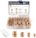 24Pcs Brass Pipe Fittings Hex Coupling Kit,1/8" 1/4" 3/8" 1/2" NPT