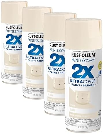 Rust-Oleum 334035 Painter's Touch 2X Ultra Cover Spray Paint, 12 oz, Gloss Ivory (Pack of 4)