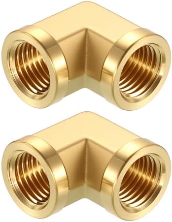 METALLIXITY 2PCS 1/4" NPT FeMale x 1/4"NPT FeMale 90°Barstock Street Elbow | Brass Pipe Fittings, Thread Brass Forged Pipe Fittings Adapter for Water Line, Tub Spout/Shower Head