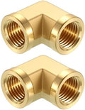 METALLIXITY 2PCS 1/4" NPT FeMale x 1/4"NPT FeMale 90°Barstock Street Elbow | Brass Pipe Fittings, Thread Brass Forged Pipe Fittings Adapter for Water Line, Tub Spout/Shower Head